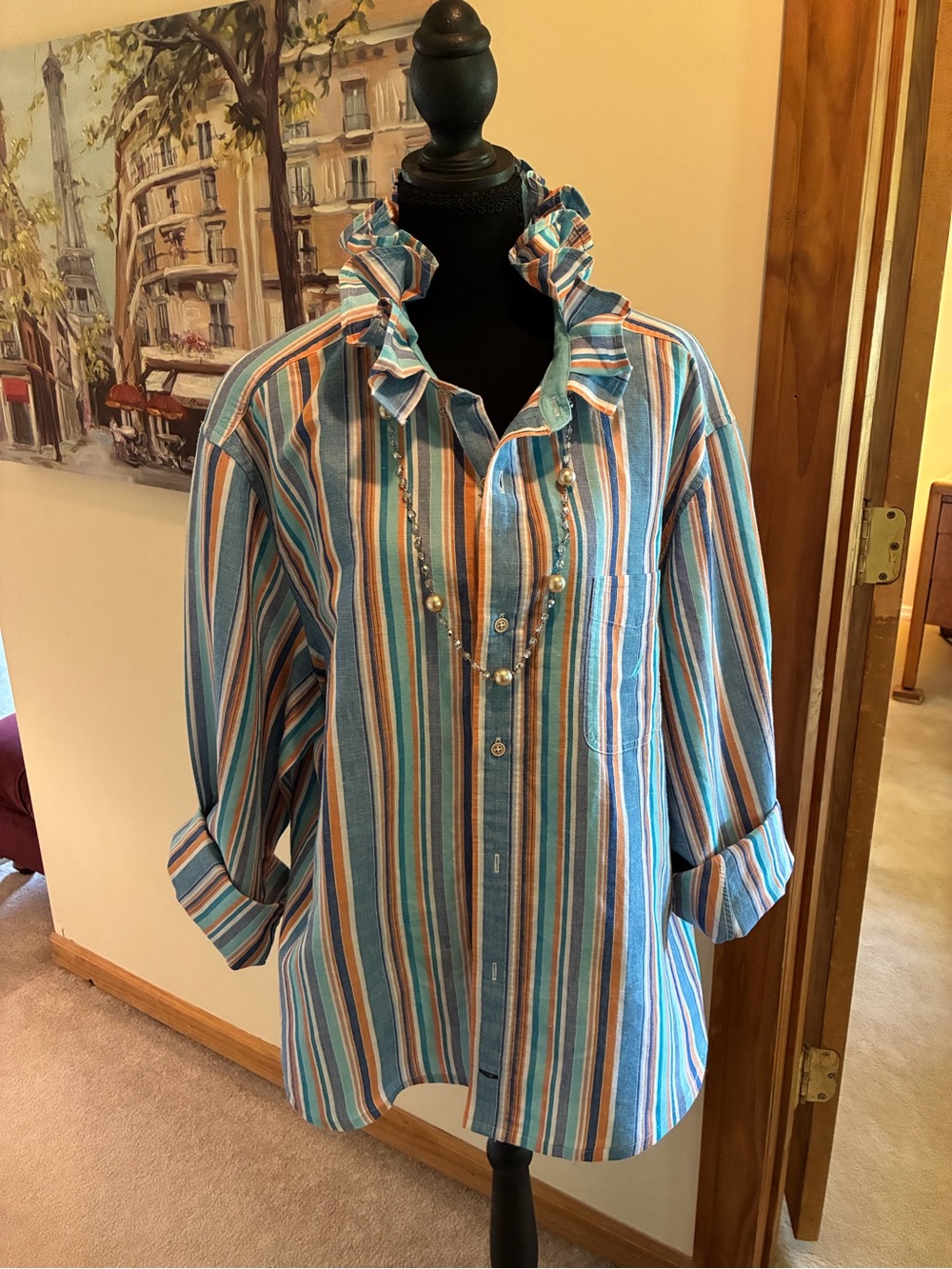 Nautica Multi-Color Striped Button-Down Shirt - Picture 4 of 6